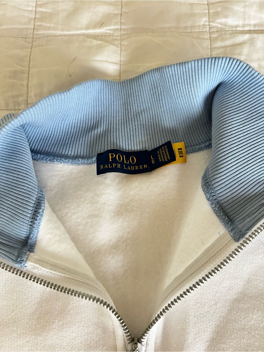 Ralph Lauren Polo 1/4 zip sweater white Large ombré L - Picture 5 of 12